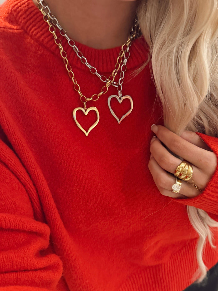 LARGE OPEN HEART NECKLACE: GOLD