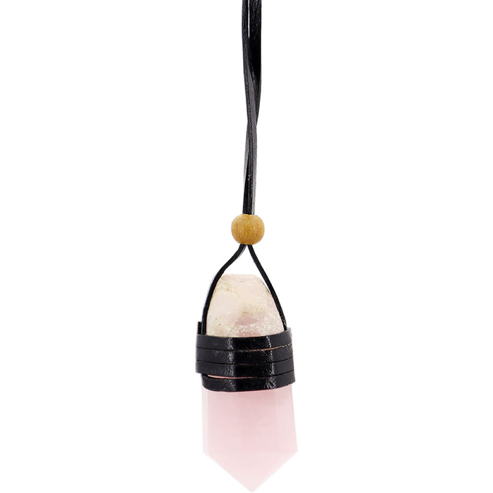 Leather Wrapped Crystal Point Necklace