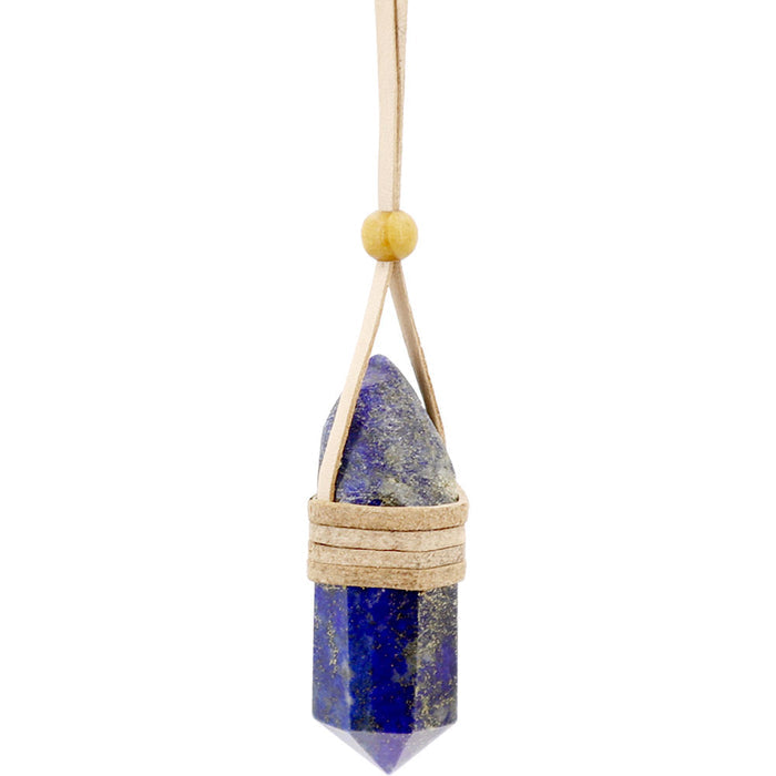 Leather Wrapped Crystal Point Necklace