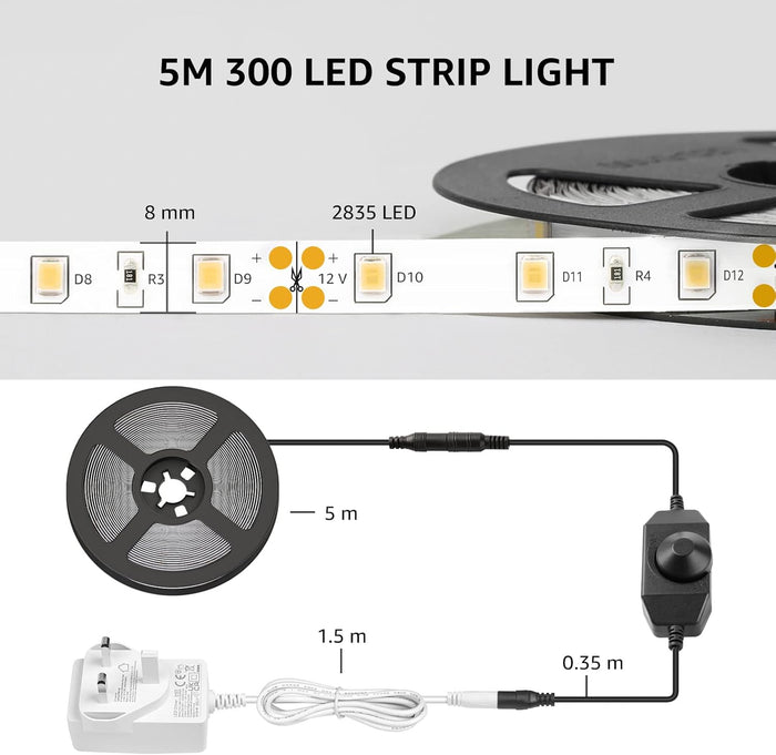Lepro Dimmable LED Tape Light – 3000K Living Room Aesthetic Lighting for Under Cabinet and TV Backlight