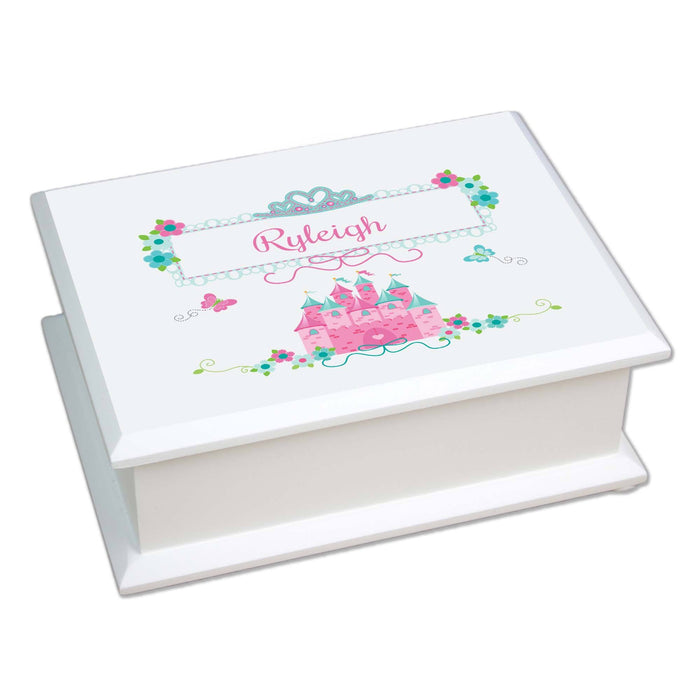 Lift Top Jewelry Box - Pink Teal Princess Castle
