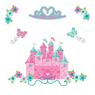 White Toy Box Bench - Pink Teal Princess Castle