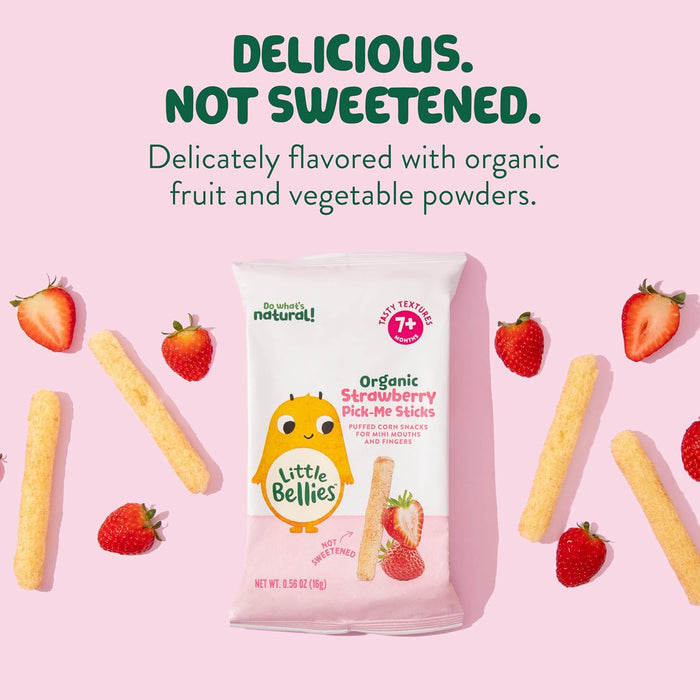 Little Bellies Organic Strawberry Pick-Me Sticks – Safe Snack Picks for Nursery and High Chair Time