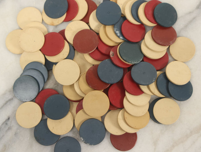Lot 109 - Grouping Of 75+ Vintage Red, White, And Blue Bakelite Poker Chips