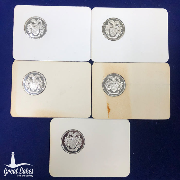 Lot of 5 Sterling Silver Franklin Mint Collectors Society Coins (1973-1977)