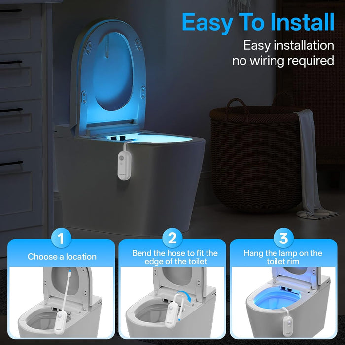LumiGuard Kids Bathroom Night Light – 8 Color LED Toilet Light, Rechargeable and Waterproof