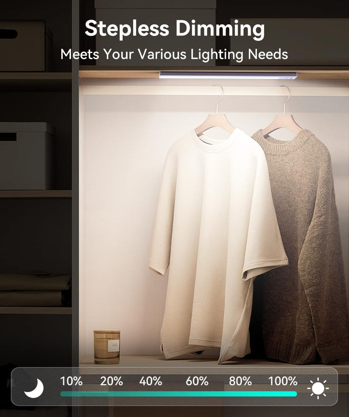 available in 8-inch and 13-inch lengths in white, warm, or 3-color light options