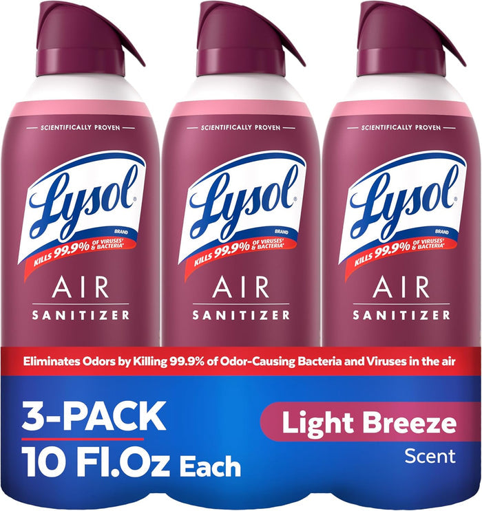 aerosol spray delivery that disperses sanitizing molecules into the air for room-wide coverage