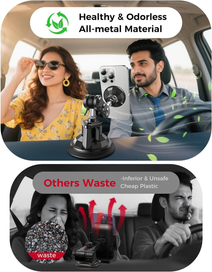 MAGIC JOHN MagSafe Car Mount for Truck and SUV, Secure Phone Hold on Bumpy Roads and Off-Road Terrain