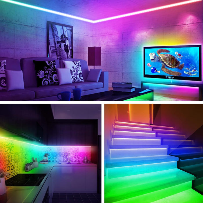 maylit ICRGB TV Backlight Strip – Bedroom Wall Decor Glow with Music Sync, USB Powered 24-100 Inch TV