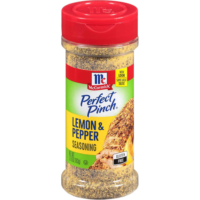 blend of salt, black pepper, onion, garlic, and lemon oil