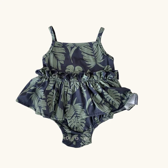 MIDNIGHT PALM THIN STRAP ONESIE