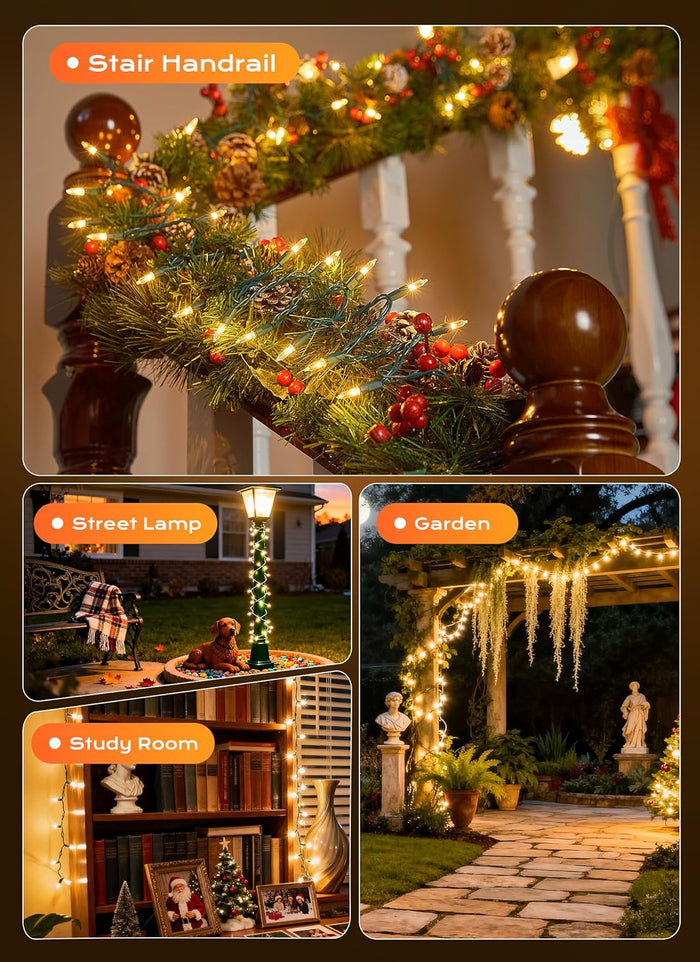 Minetom Clear Christmas Lights – Bedroom Mood Lighting, Green Wire Indoor Home Ambiance