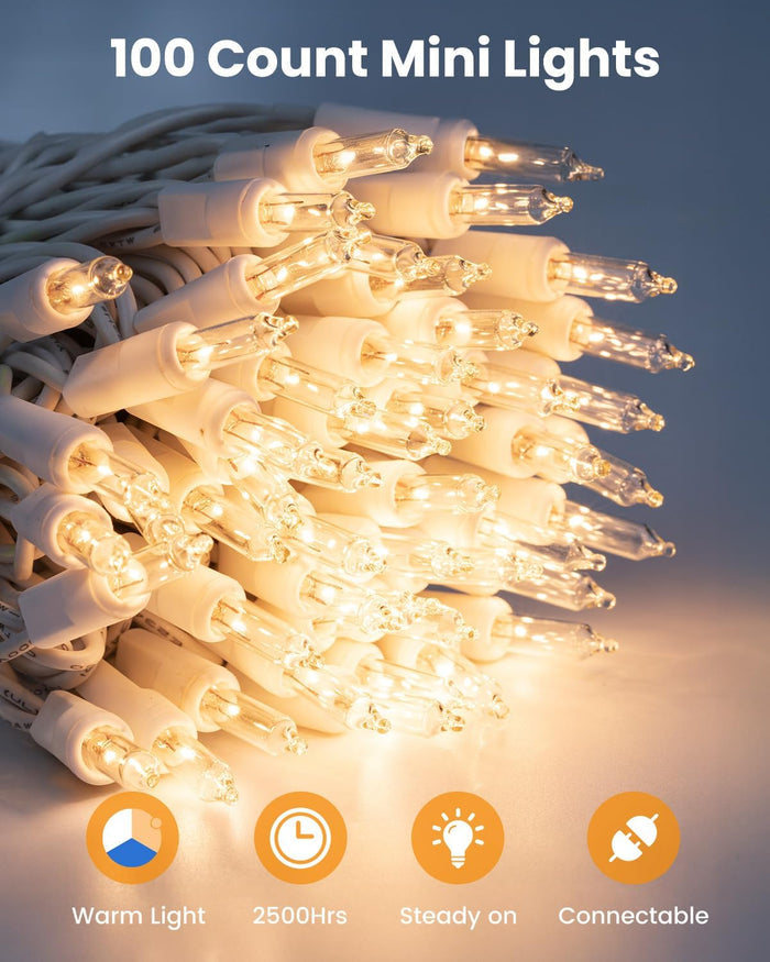 Minetom Incandescent String Lights – Living Room Aesthetic Accent for Cozy Evenings, 25 ft White Wire