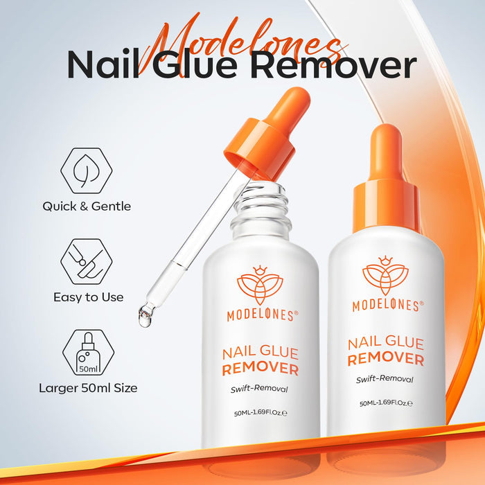 fast-dissolve formula that softens nail glue in 2 minutes