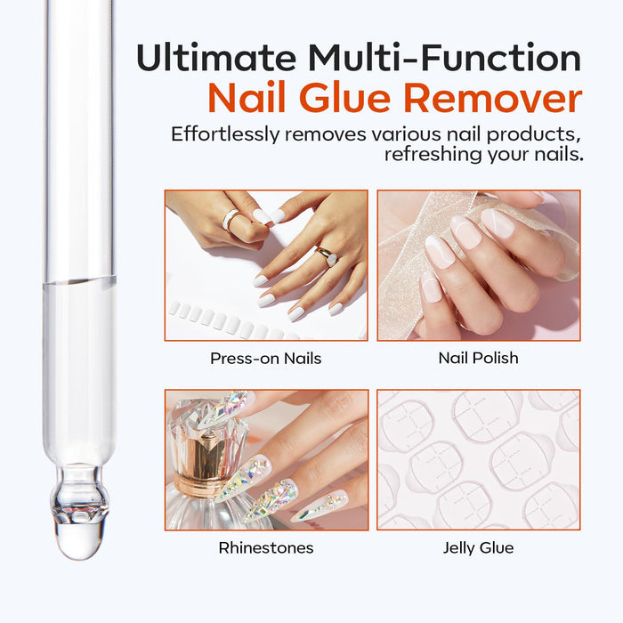 multi-purpose compatibility: press-on nails, acrylic tips, rhinestones, jelly glue, nail polish