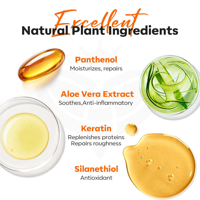 natural organic formula featuring keratin and jojoba oil, free of harmful substances