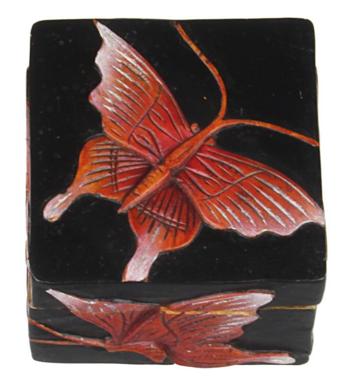 Butterflies - Soapstone Trinket Decor Box - Niger Bend