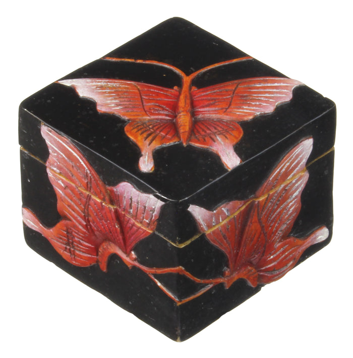 Butterflies - Soapstone Trinket Decor Box - Niger Bend