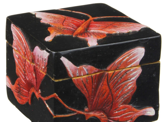 Butterflies - Soapstone Trinket Decor Box - Niger Bend