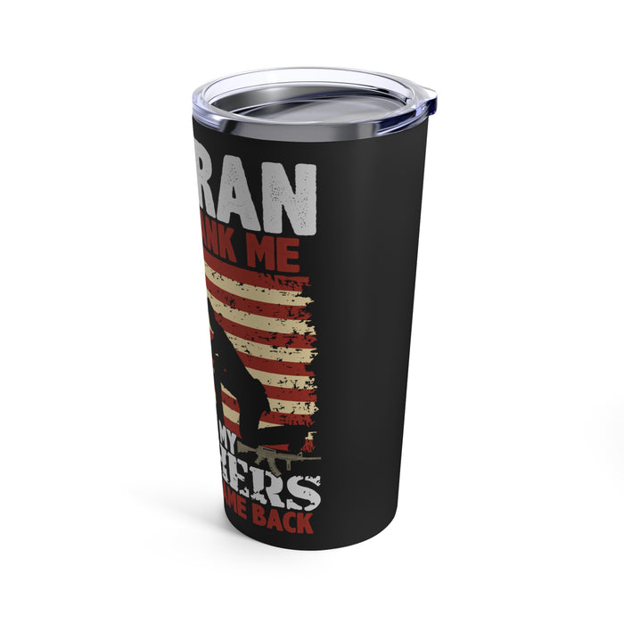 Never Forgotten: 20oz Black Military Design Tumbler - Honoring Veterans and Their Fallen Comrades