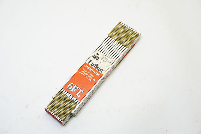 NOS LUFKIN NO. 066 RED END FOLDING ZIG ZAG RULER - 6FT