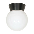 Flush Mount Nuvo SF77-157 1 Light - 8" - Utility - Ceiling Mount - With White Glass Globe - Black Finish Nuvo