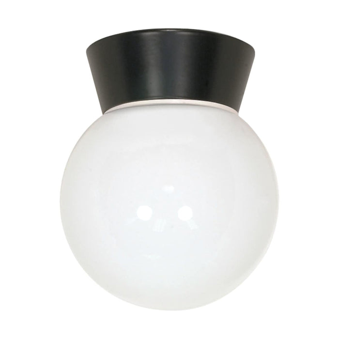 Flush Mount Nuvo SF77-157 1 Light - 8" - Utility - Ceiling Mount - With White Glass Globe - Black Finish Nuvo