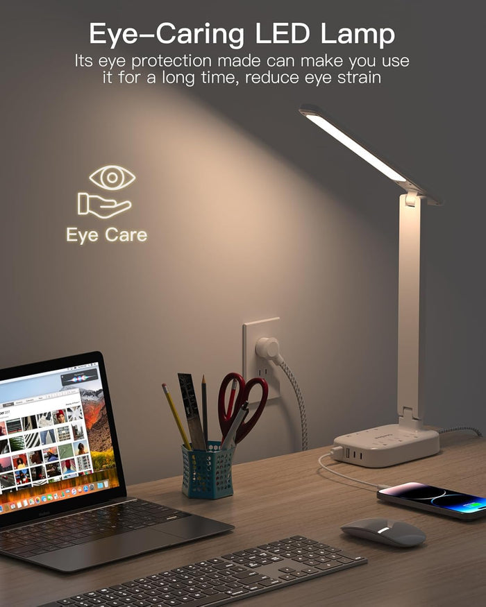 One Beat Foldable Study Lamp with Power Strip – Late-Night Focus Lighting for Remote Work Setups