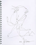 original pen + ink: mountain dancing figures