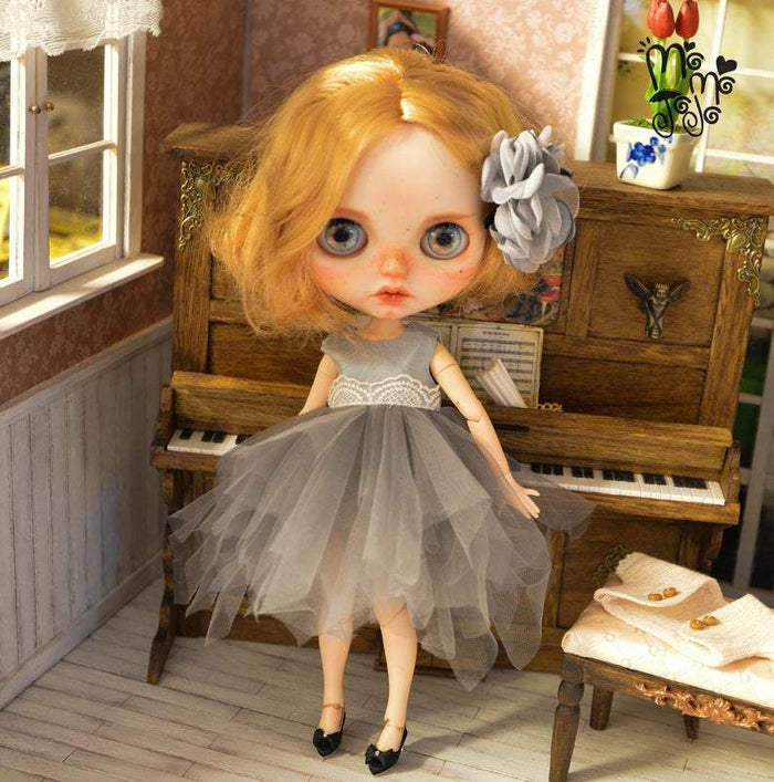 Outfit with Flower Head Band for Blythe A93-2