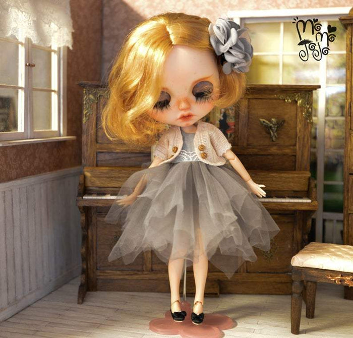 Outfit with Flower Head Band for Blythe A93-2