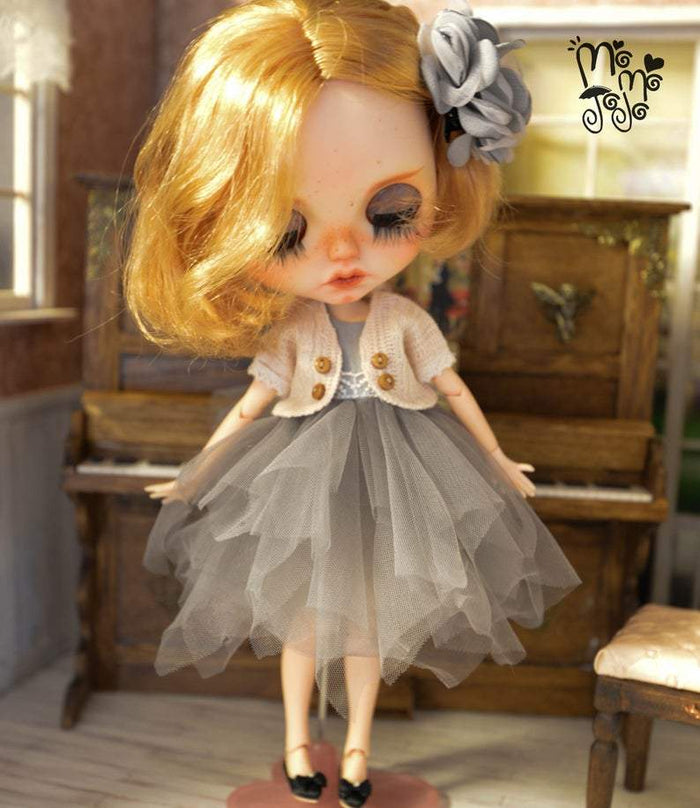 Outfit with Flower Head Band for Blythe A93-2