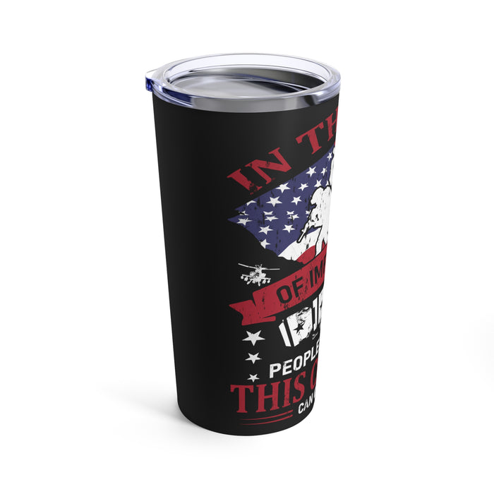Patriotic Resilience: 20oz Black Military Design Tumbler - Changing Our Country with Love