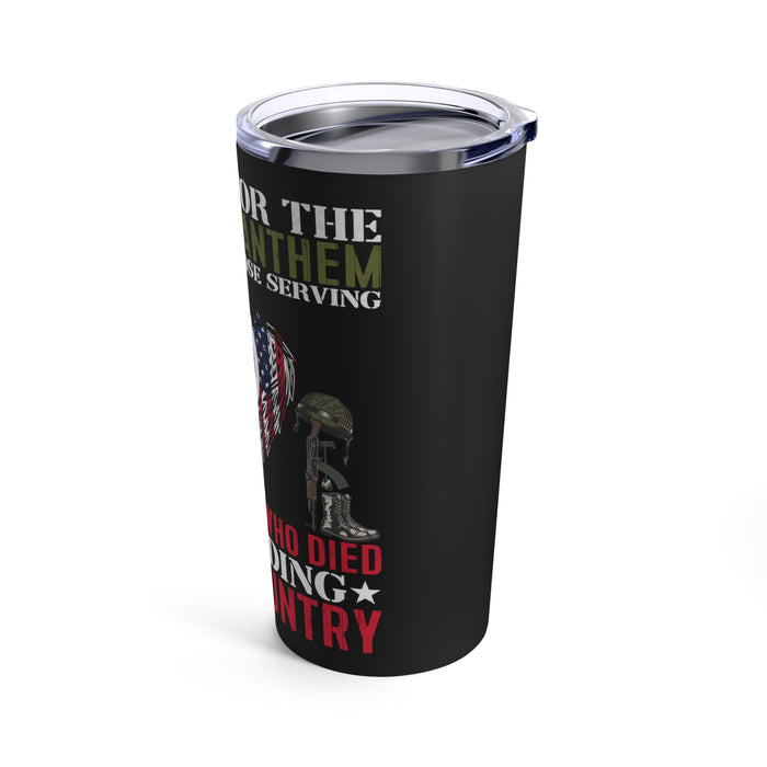 Patriotic Tribute: 20oz Black Military Design Tumbler - 'Honoring Those Who Serve and Sacrifice'