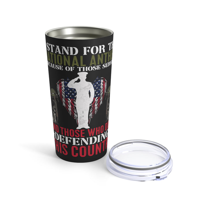 Patriotic Tribute: 20oz Black Military Design Tumbler - 'Honoring Those Who Serve and Sacrifice'