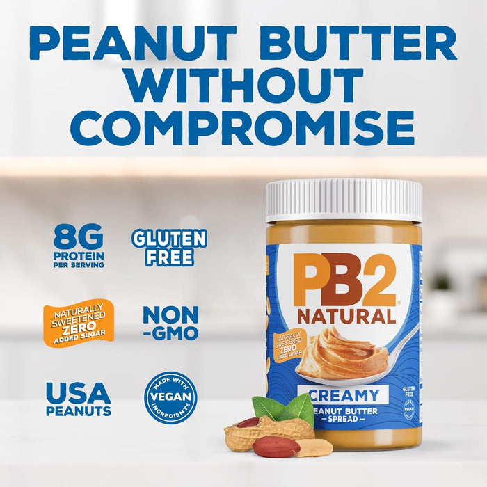 PB2 Natural Creamy Peanut Butter – Family Kitchen Staple for Kid-Approved Toast, Crackers, and Apple Dipping