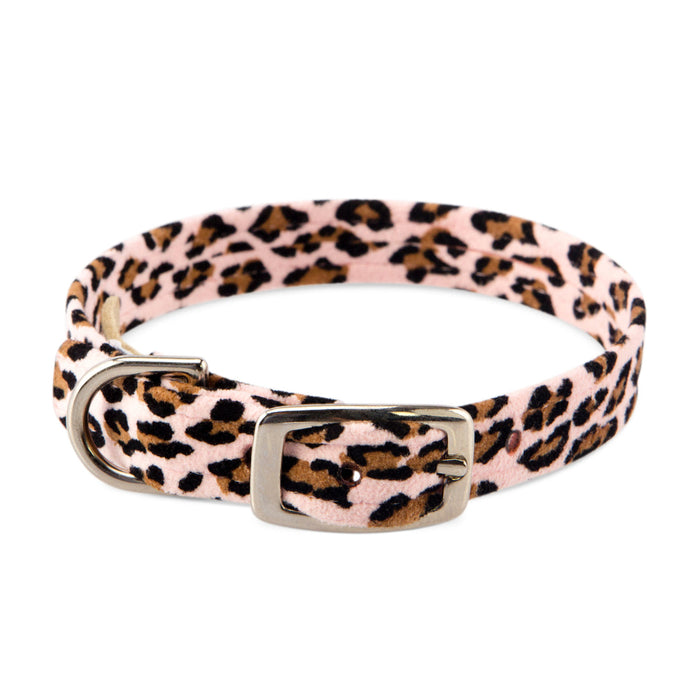 PINK CHEETAH COUTURE CRYSTAL PAWS DOG COLLAR
