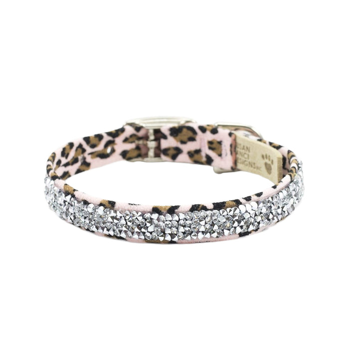 PINK CHEETAH COUTURE CRYSTAL ROCKS DOG COLLAR