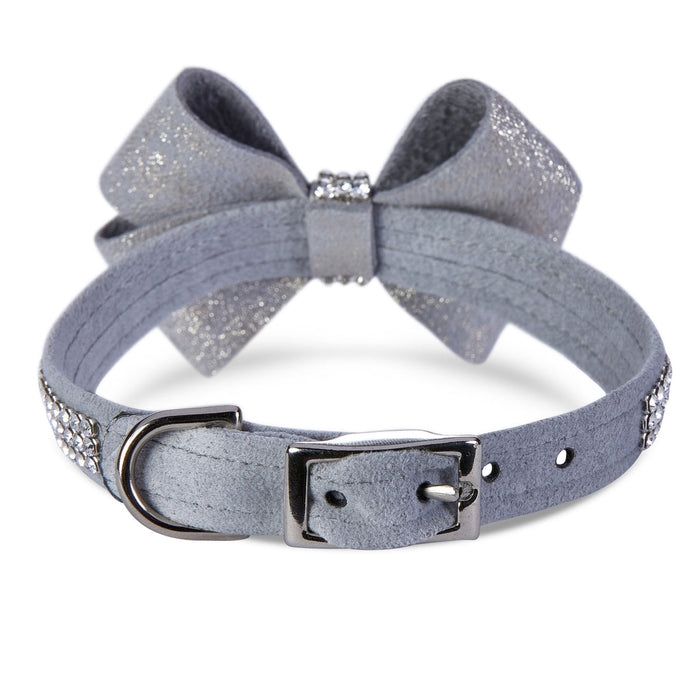PLATINUM GLITZERATI NOUVEAU BOW DOG COLLAR