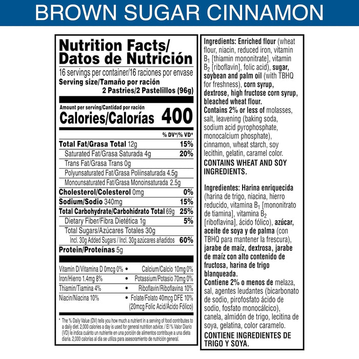 frosted brown sugar cinnamon flavor with sweet filling and soft pastry crust