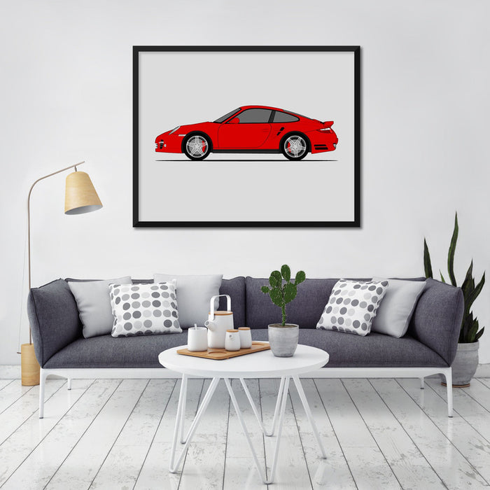 Porsche 911 Turbo (2006-2009) 997.1 (Side Profile) Poster