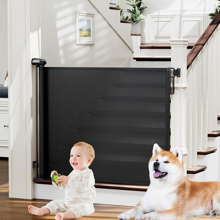 retractable mesh extending from 0 to 54", 72", or 110" wide at 34" tall