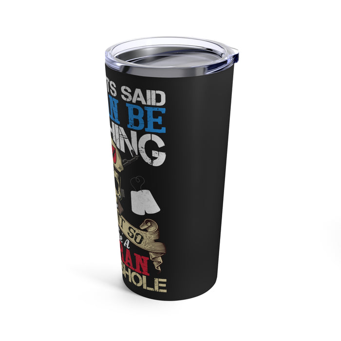 Proud Veteran & Fearless Badass: 20oz Black Military Design Tumbler - Defying Expectations