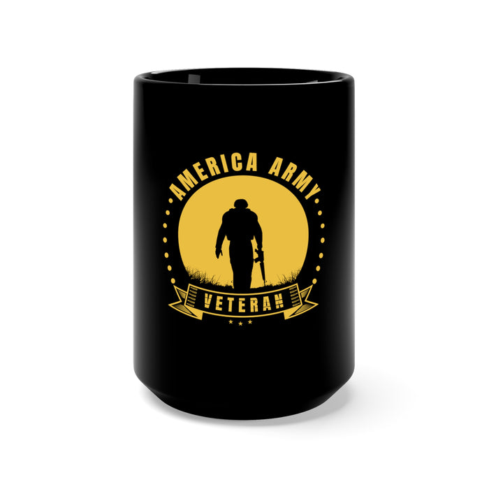 Proudly Served: 15oz Black Military Design Mug - America Army Veteran