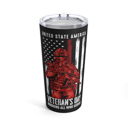 Proudly Served: 20oz Black Military Design Tumbler - Honoring Veterans on Veterans Day