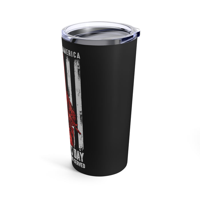 Proudly Served: 20oz Black Military Design Tumbler - Honoring Veterans on Veterans Day
