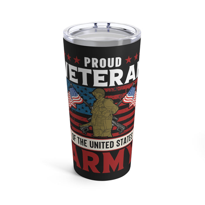 Proudly Served: 20oz Black Military Design Tumbler - United States Army Veteran