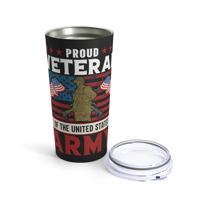 Proudly Served: 20oz Black Military Design Tumbler - United States Army Veteran