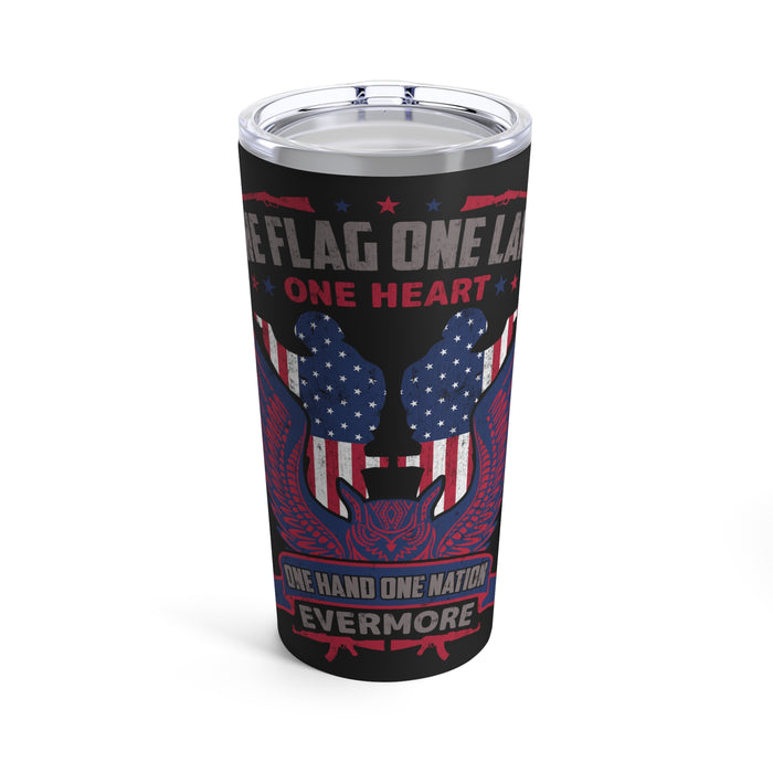 Proudly United: 20oz Black Military Design Tumbler - One Flag, One Land, One Heart